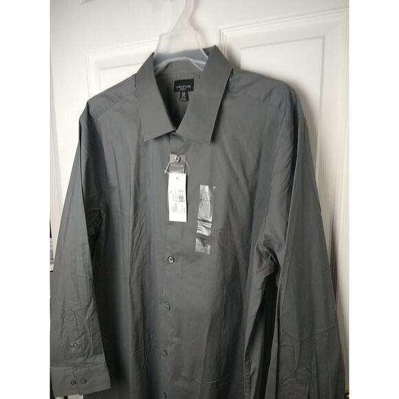 Structure Men's XXL Shirt Modern Fit Grey Collared Button Long Sleeves - Picture 2 of 9